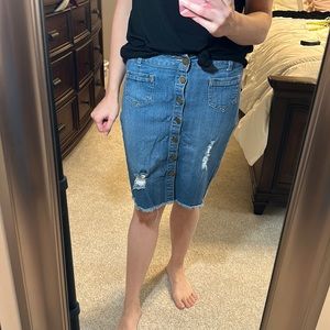 Distressed Denim Skirt